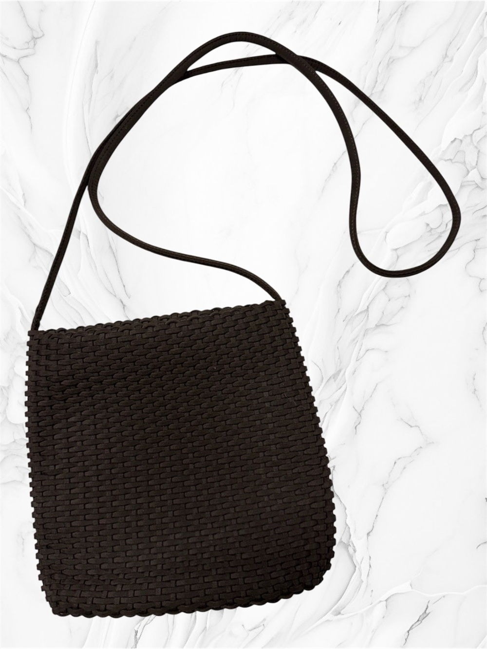 Woven Chocolate Brown Crossbody Bag small